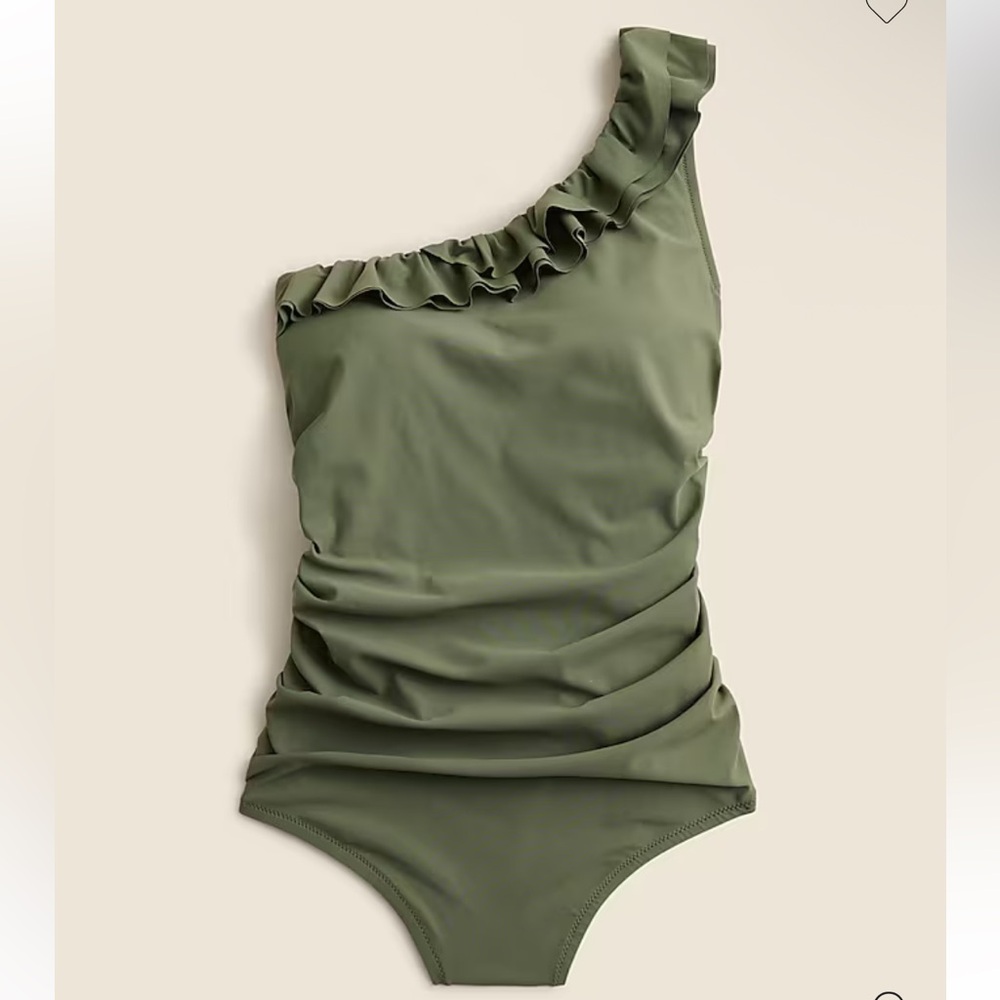 NWT J. Crew Matte ruffle one-shoulder one-piece swimsuit Plus Size 18